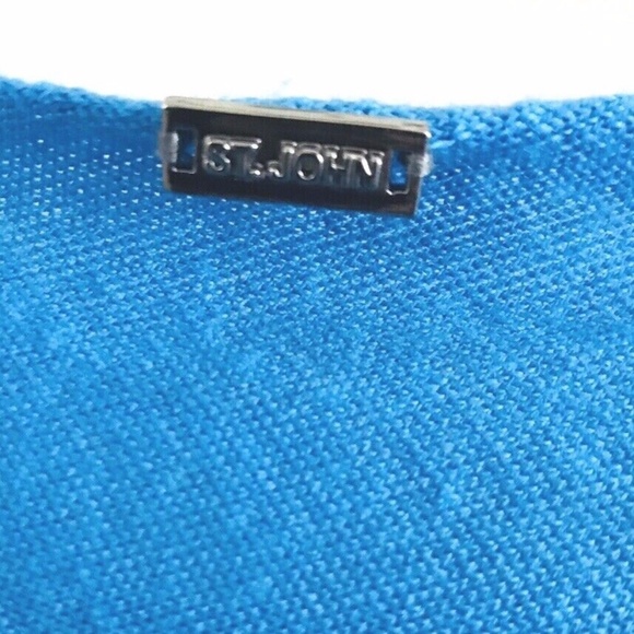 St John | Colorblock Wool Top Womens Lg Blue Long Sleeve Pullover Asymmetrical - Picture 10 of 12